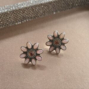 American West Sterling Flower Gemstone Earrings